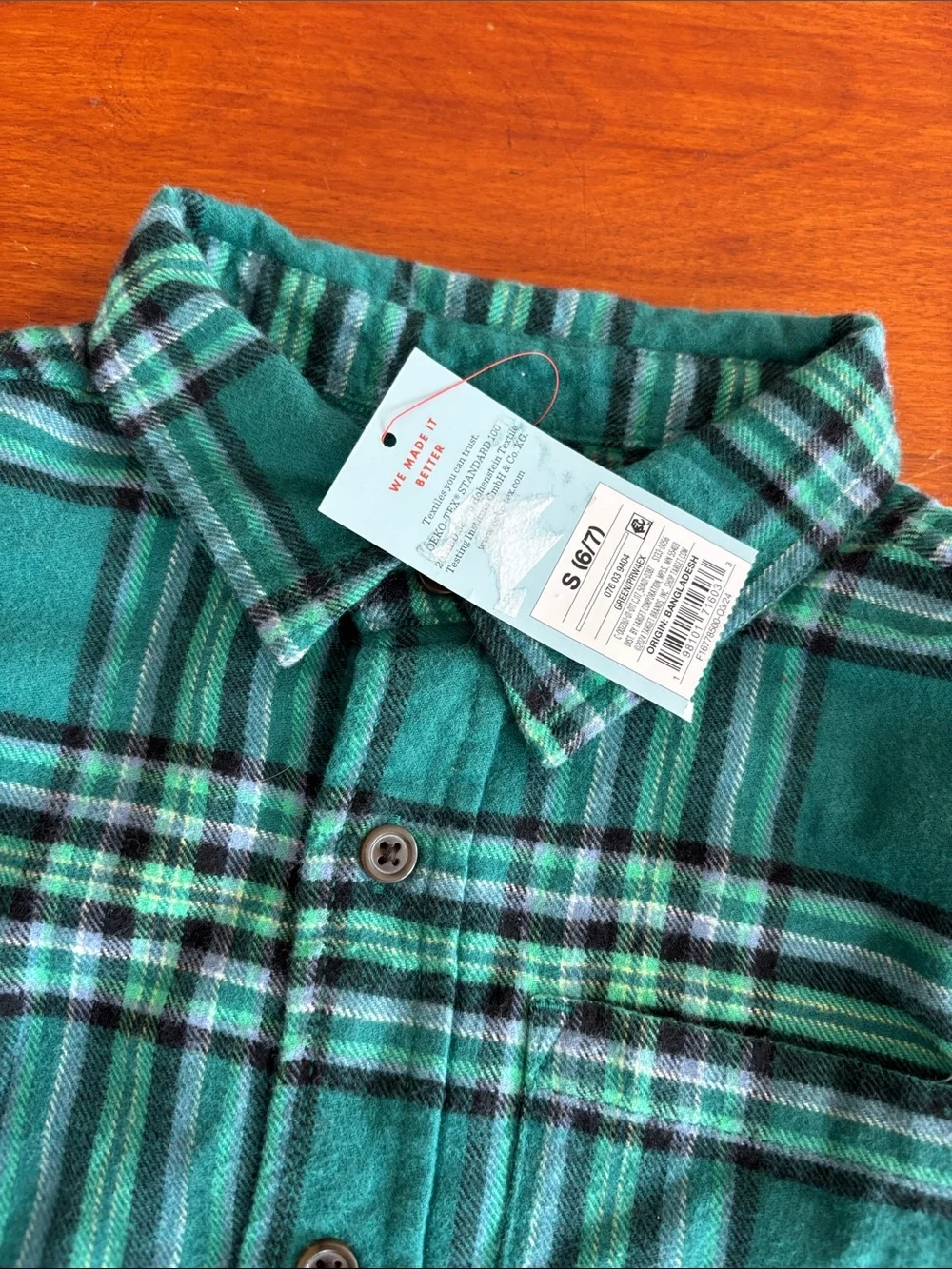 Cat & Jack Teal and Black Plaid Button-Down Shirt for Kids. Flannel